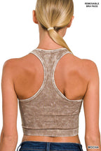 Washed Ribbed Seamless Cropped Tank Top W Bra Pads