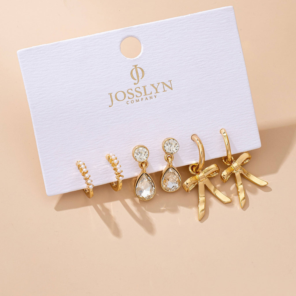 Pearl Crystal Earring Set