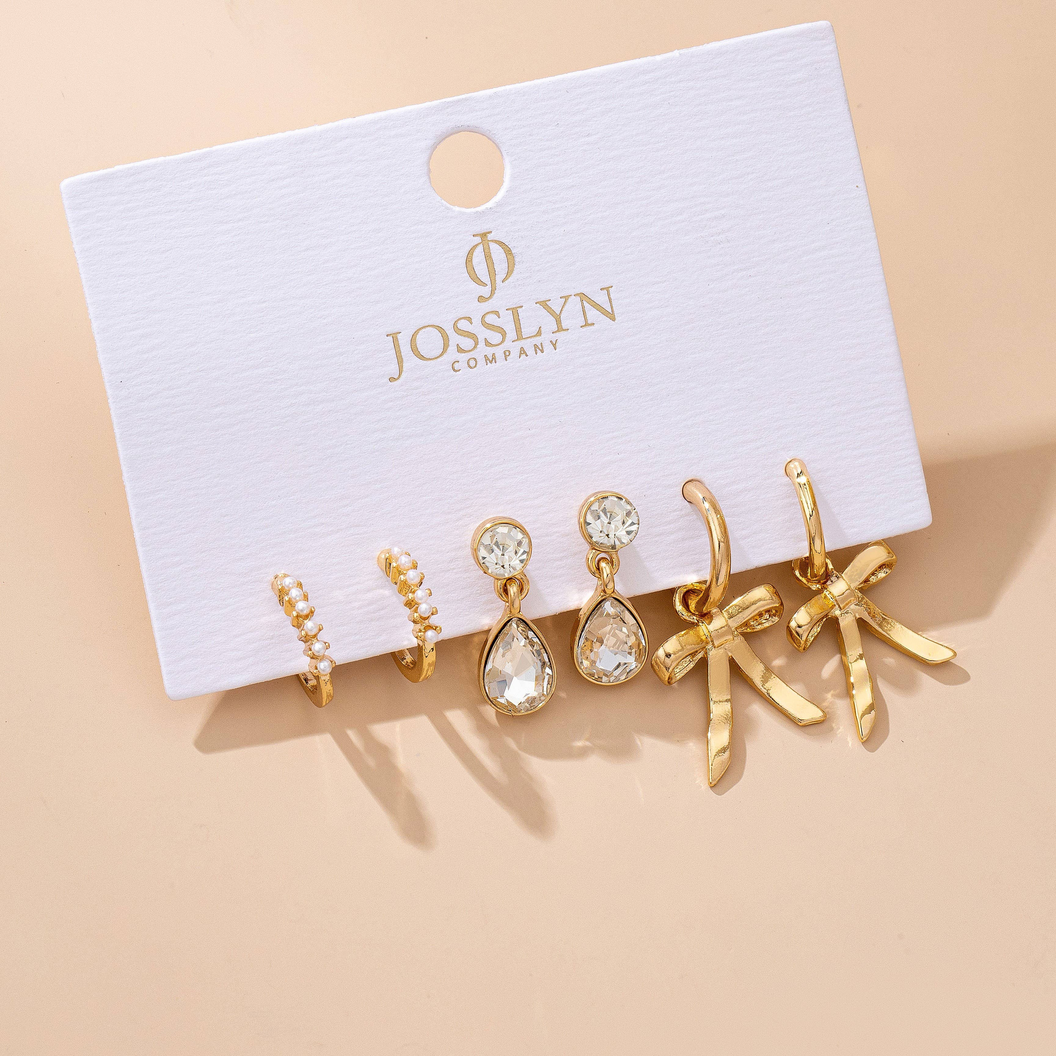 Pearl Crystal Earring Set