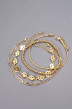SMILEY BEAD SNAKE CHAIN 4 SET BRACELET