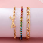 Multi Rainbow Crystals & Mixed Chains Bracelet