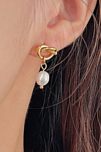 18K STAINLESS STEEL TARNISH FREE PEARL DROP EAR