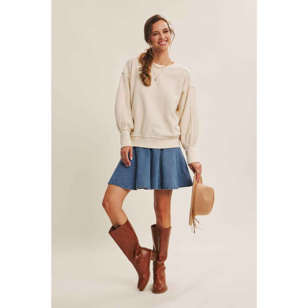 DENIM FLARE MINI SKIRT