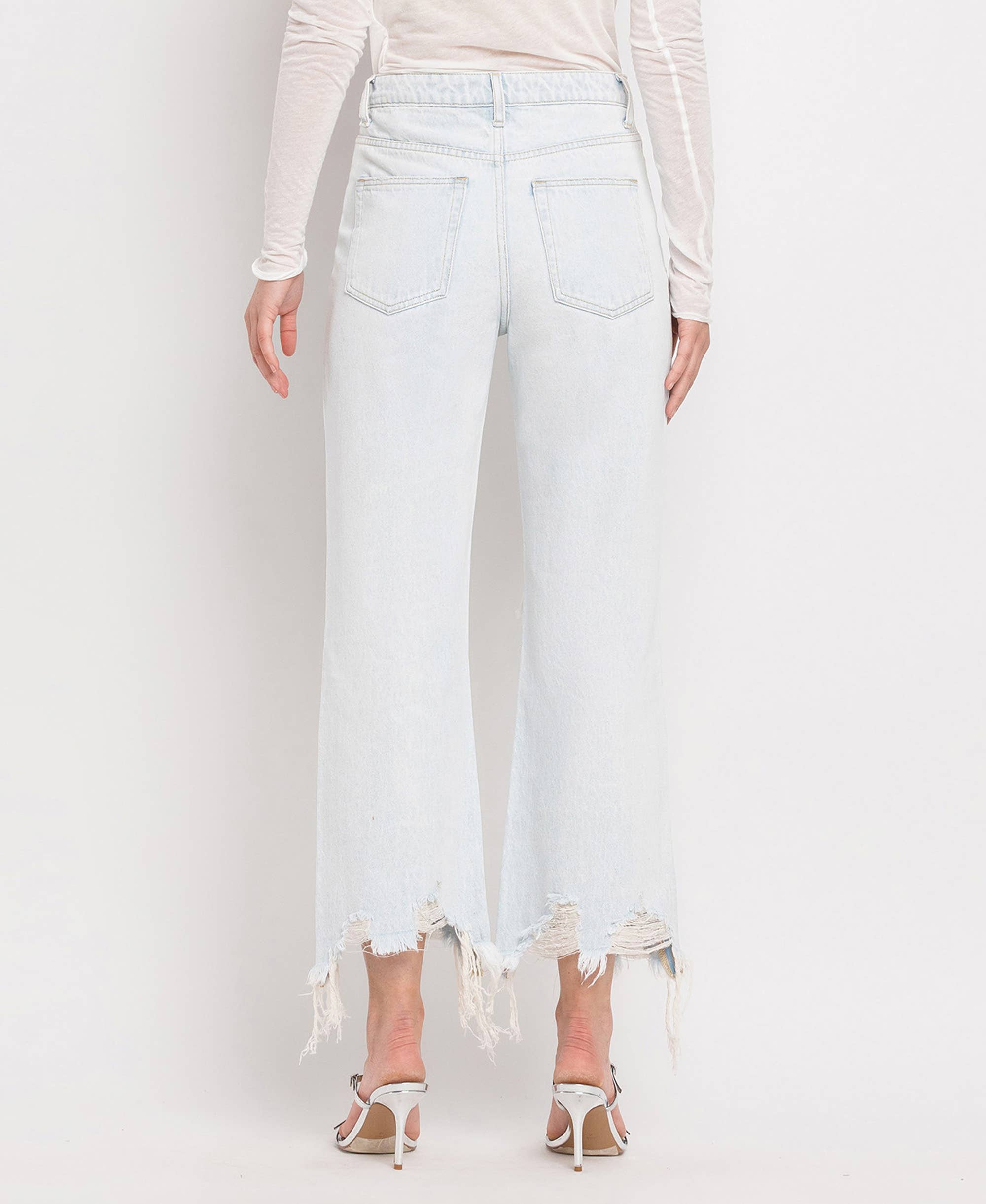 90'S VINTAGE SUPER HIGH RISE CROP FLARE JEANS