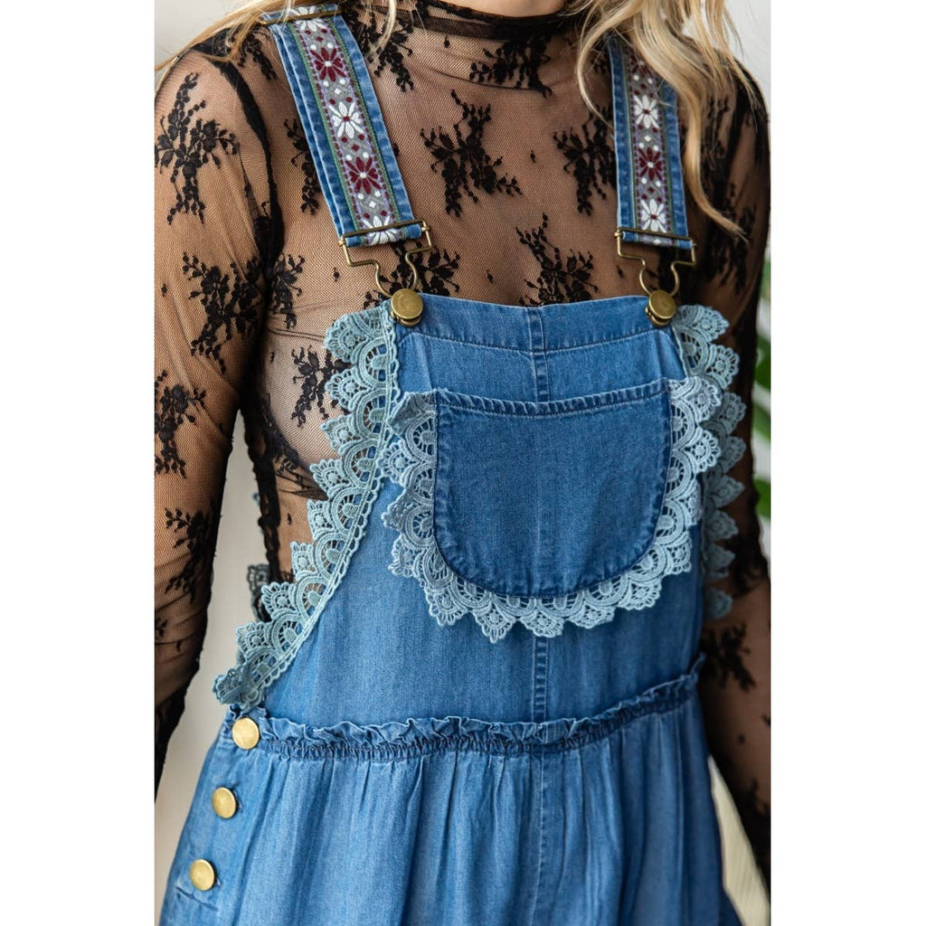 Embroidered Strap Flowy overall