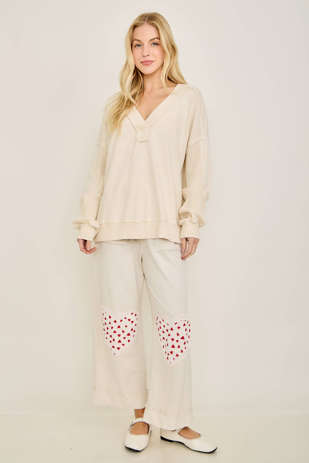Mineral Wash Heart Patch Pants