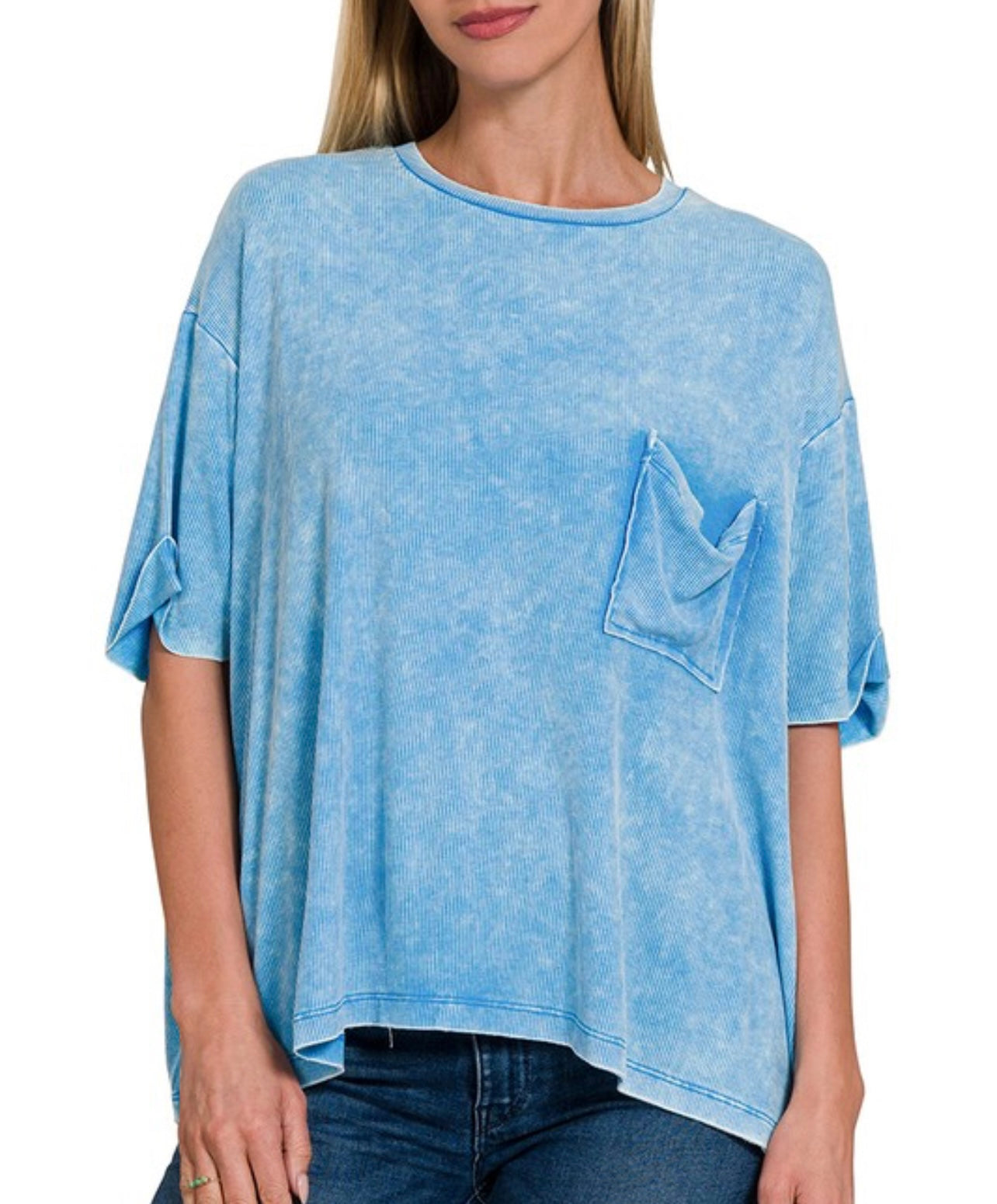 Ribbed Tee - Sky Blue