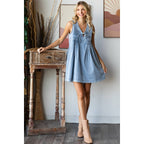 Pleated Denim Dress