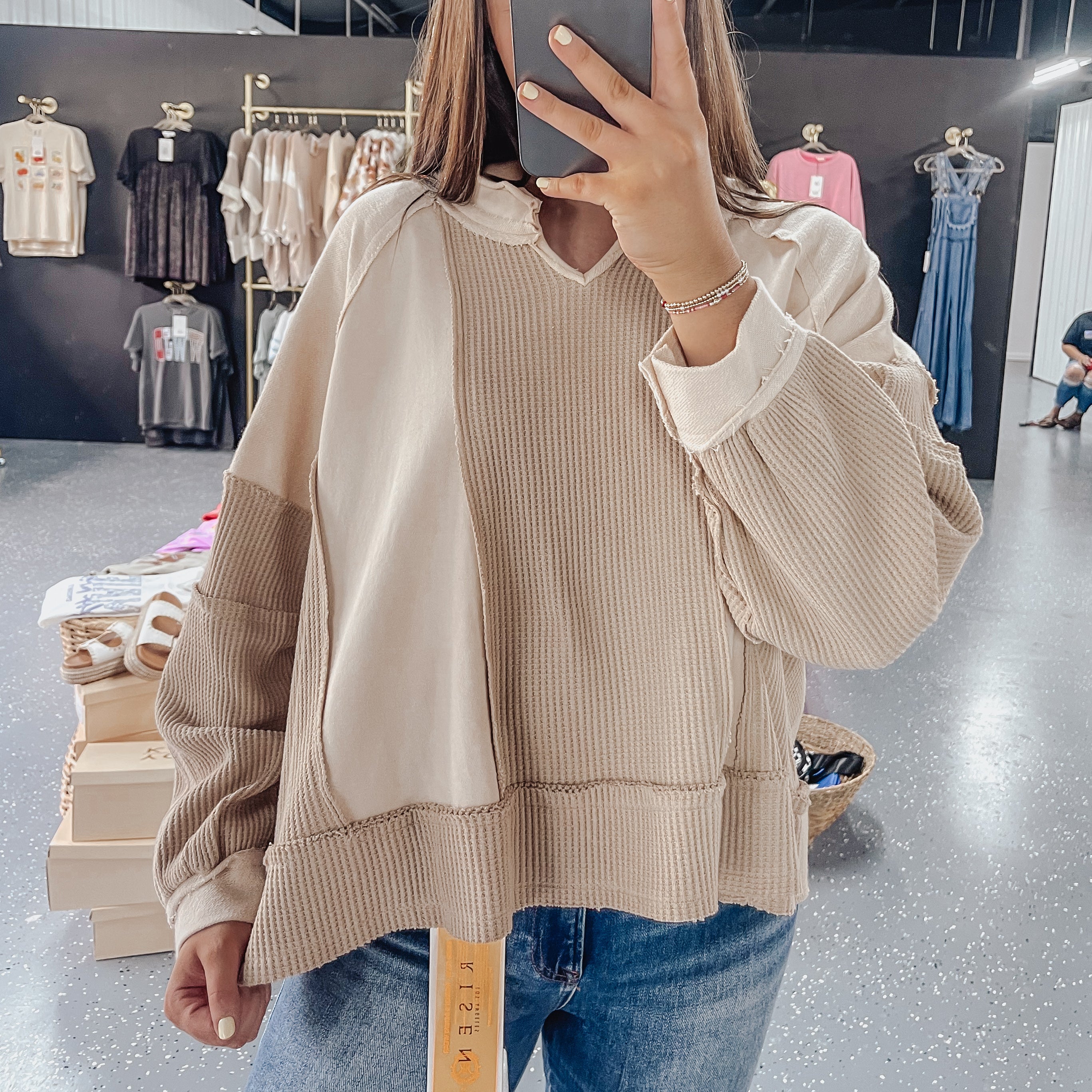 June contrast fabric top