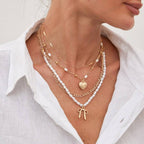 BOW PEARL PENDANT LAYERED NECKLACE