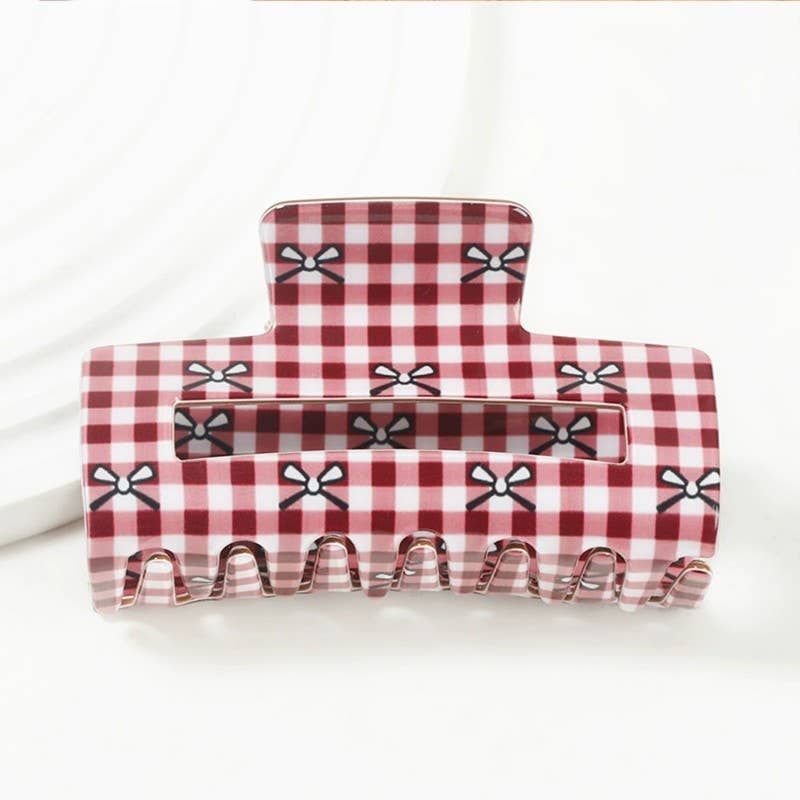 PLAID BOW HAIR CLAW CLIP