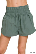 Windbreaker Smocked Waistband Running Shorts