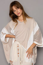 Oversize high low contrast top