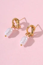 18K STAINLESS STEEL TARNISH FREE PEARL DROP EAR