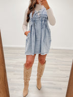 Pleated Denim Dress