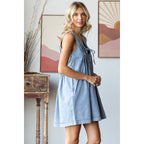 Pleated Denim Dress