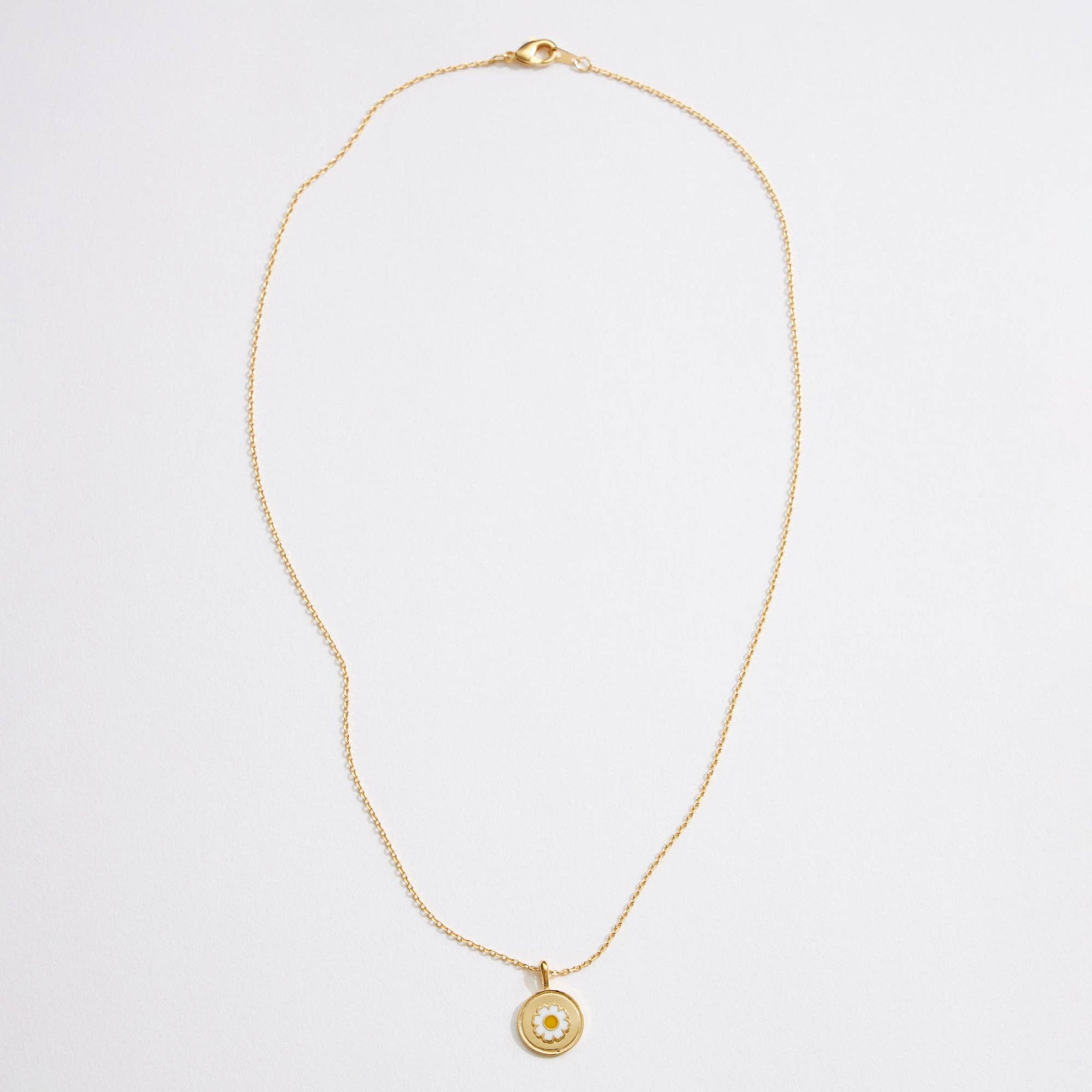 Gold Dipped Daisy Coin Pendant Necklace