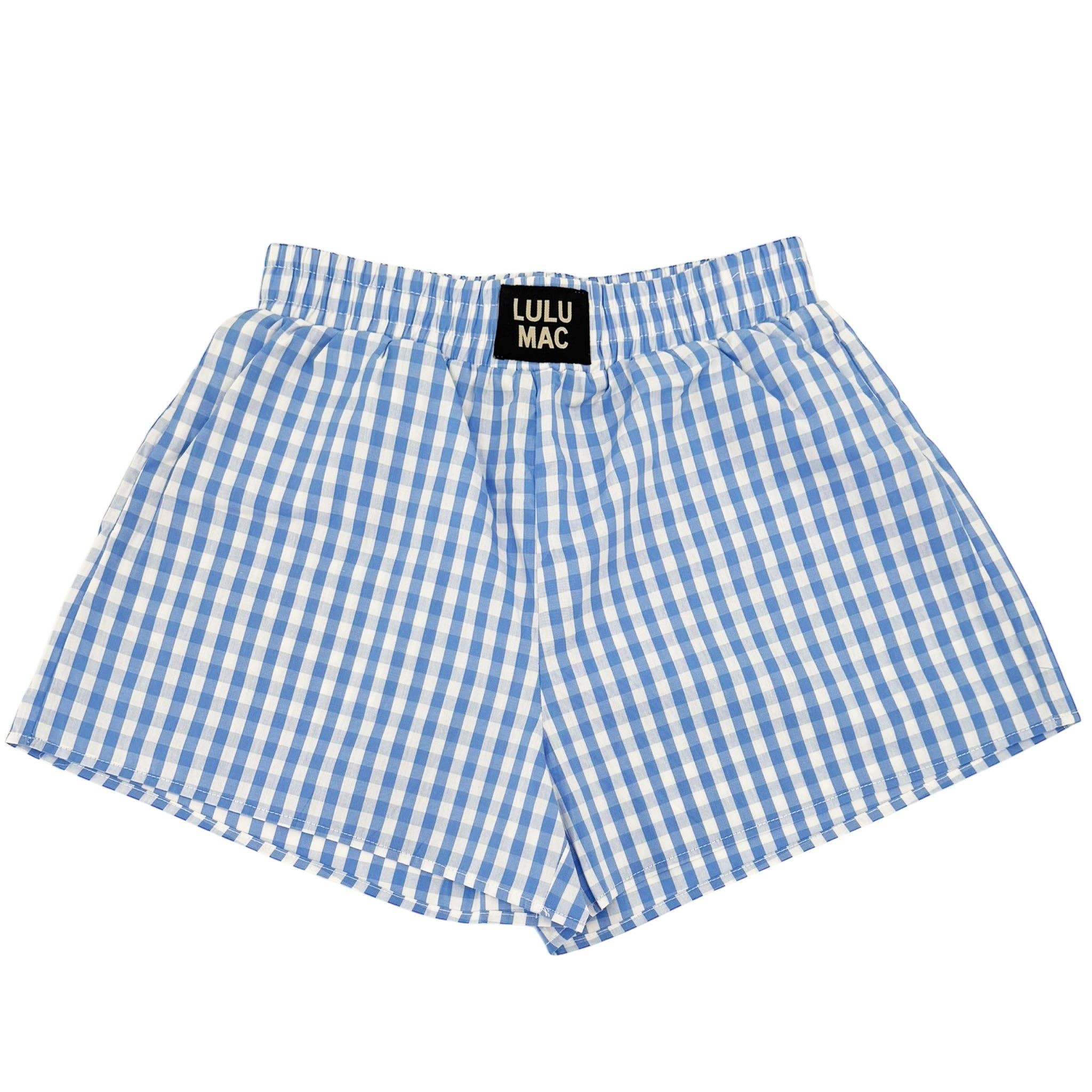 LULU MAC BOXER SHORT -BLUE GINGHAM
