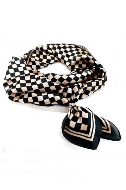 CHECKER PRINT BANDANA SCARF