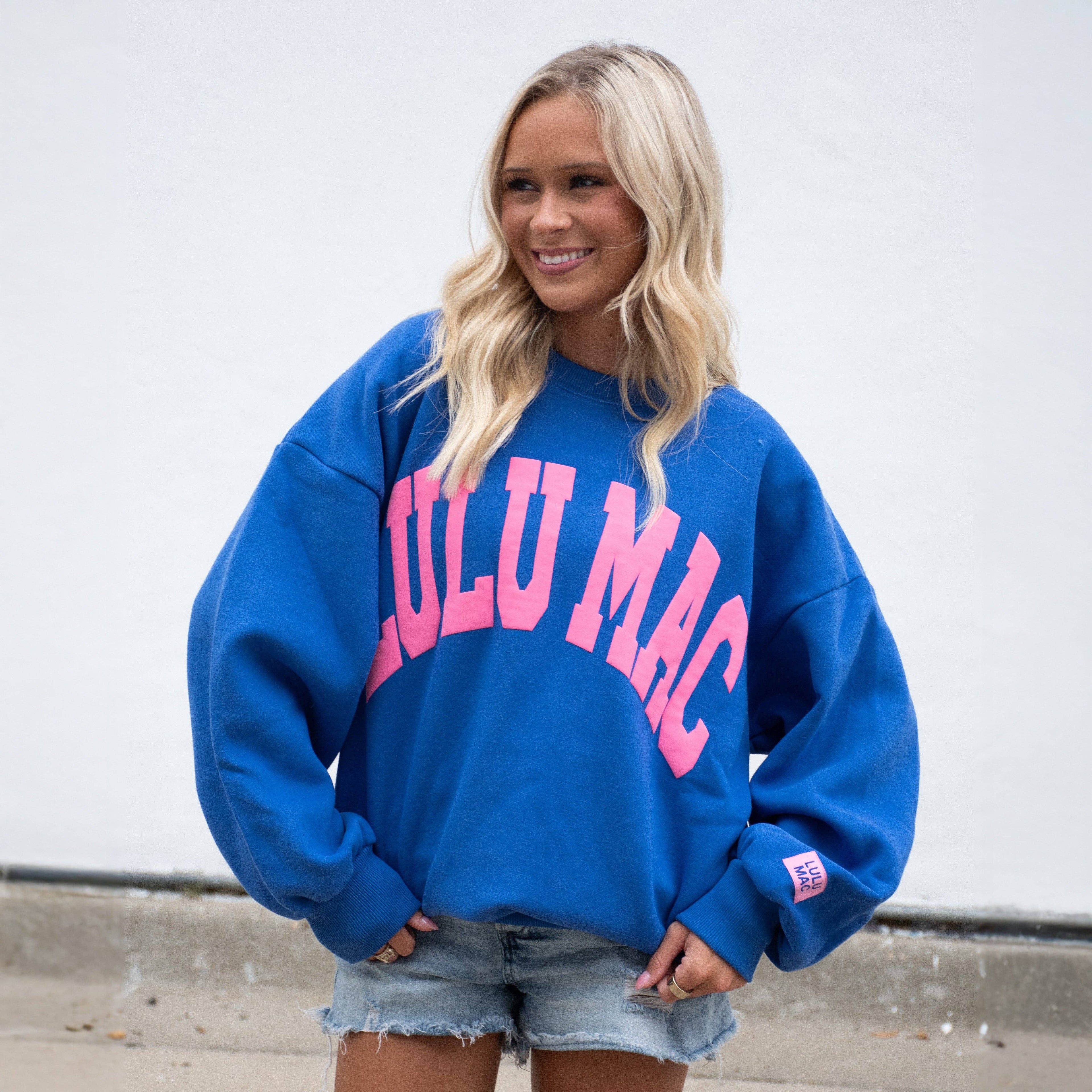 LULU MAC Royal/Pink Puff CREWNECK