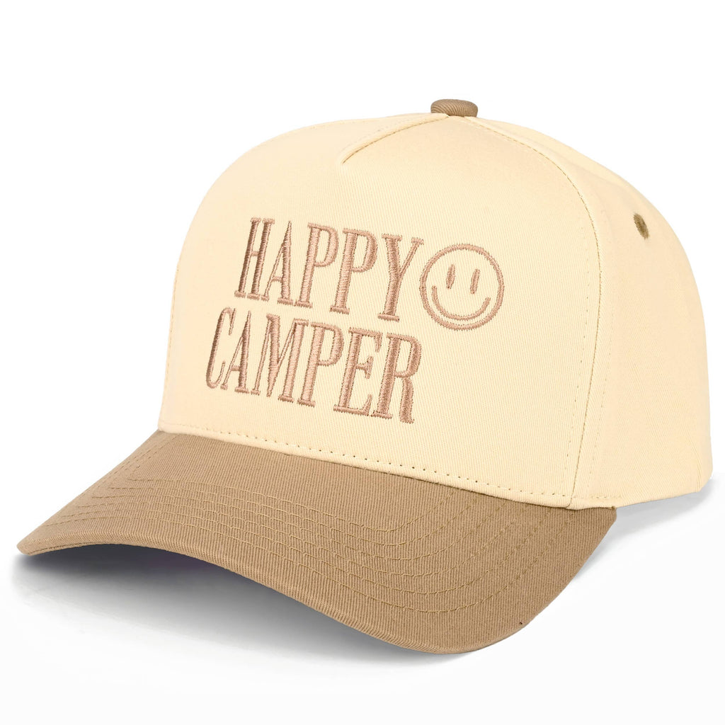 HAPPY CAMPER Embroidered Two Tone Trucker Hat