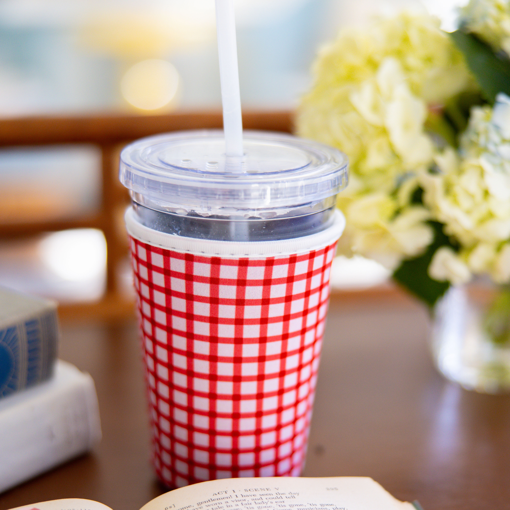 Red Gingham | Reusable Coffee Sleeve