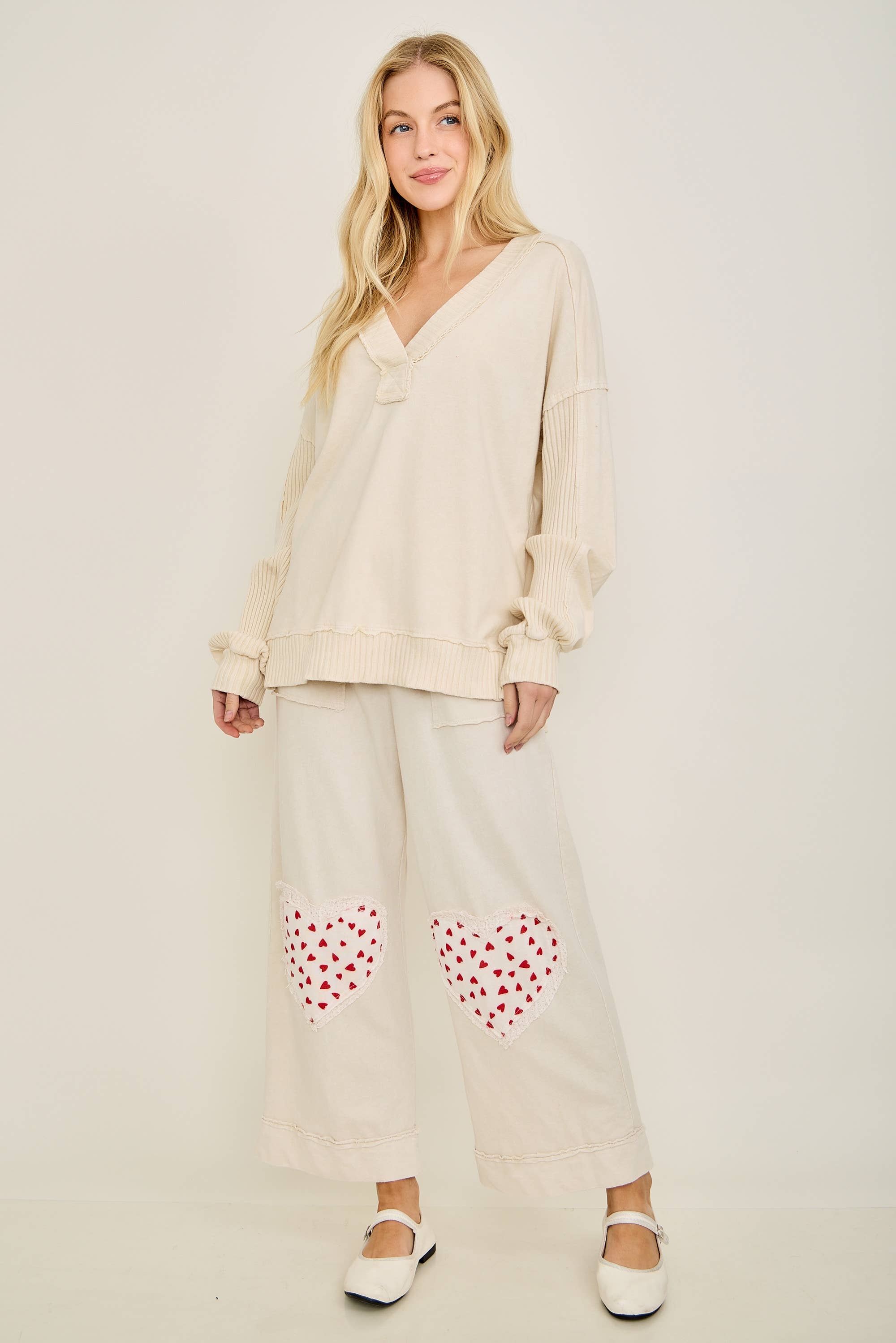 Mineral Wash Heart Patch Pants