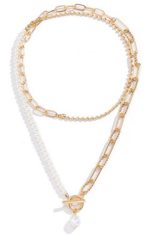 PEARL DOUBLE TOGGLE NECKLACE