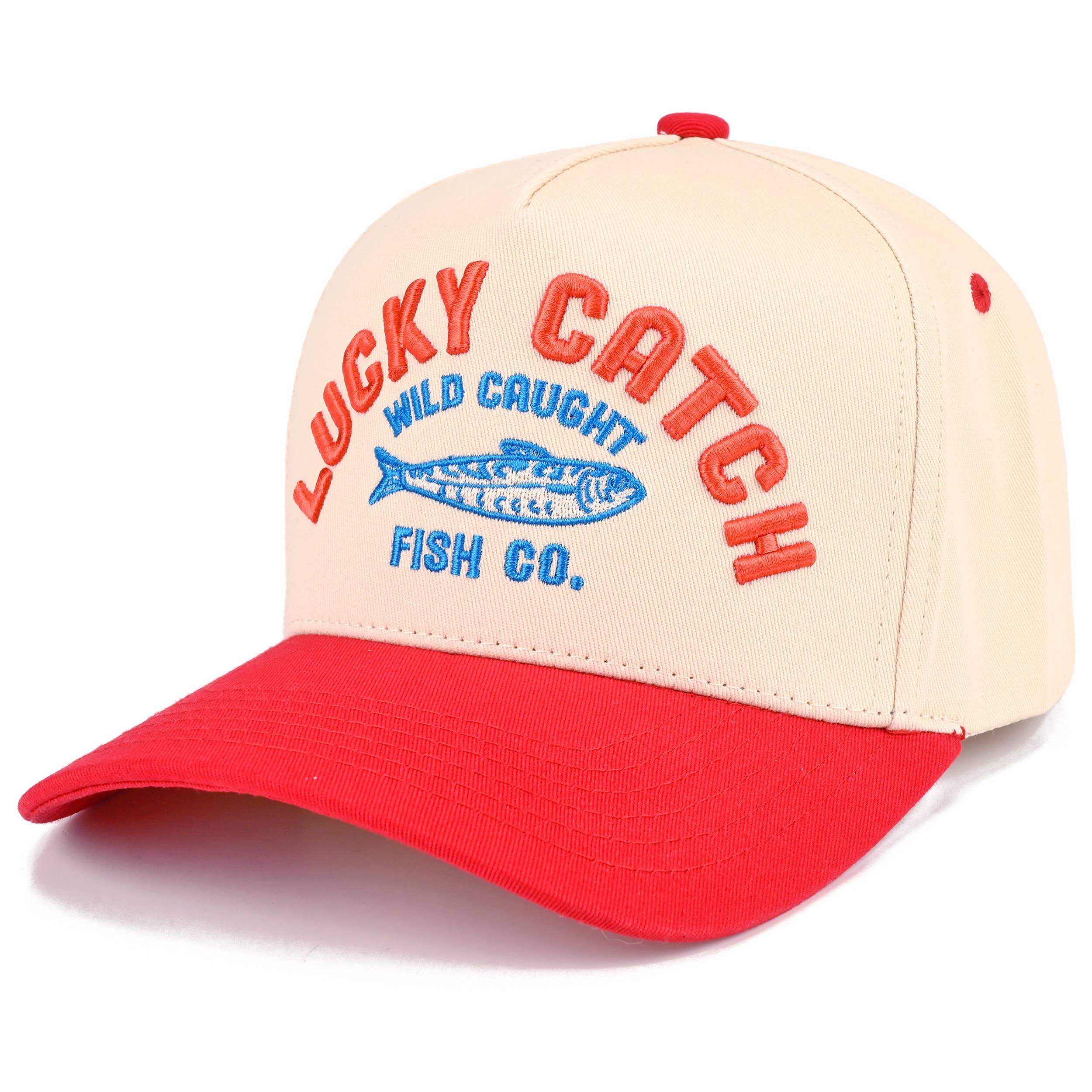 LUCKY CATCH Embroidered Two Tone Trucker Hat