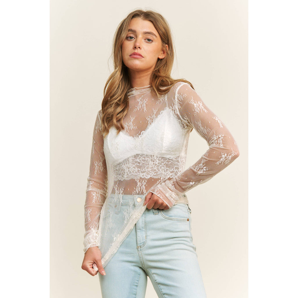 The Delicate Detail Mesh Top - CREAM