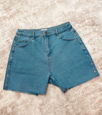 Star studded stretch denim shorts