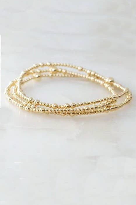 GOLD BALL BEADED BRACELET SET