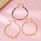 Multi Rainbow Crystals & Mixed Chains Bracelet