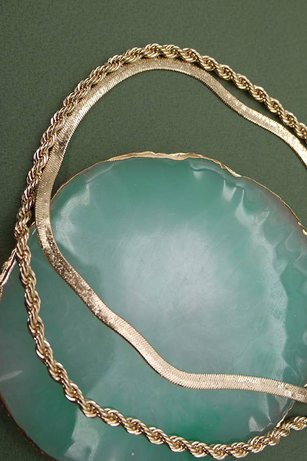 HERRINGBONE & ROPE CHAIN SET NECKLACE