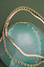 HERRINGBONE & ROPE CHAIN SET NECKLACE