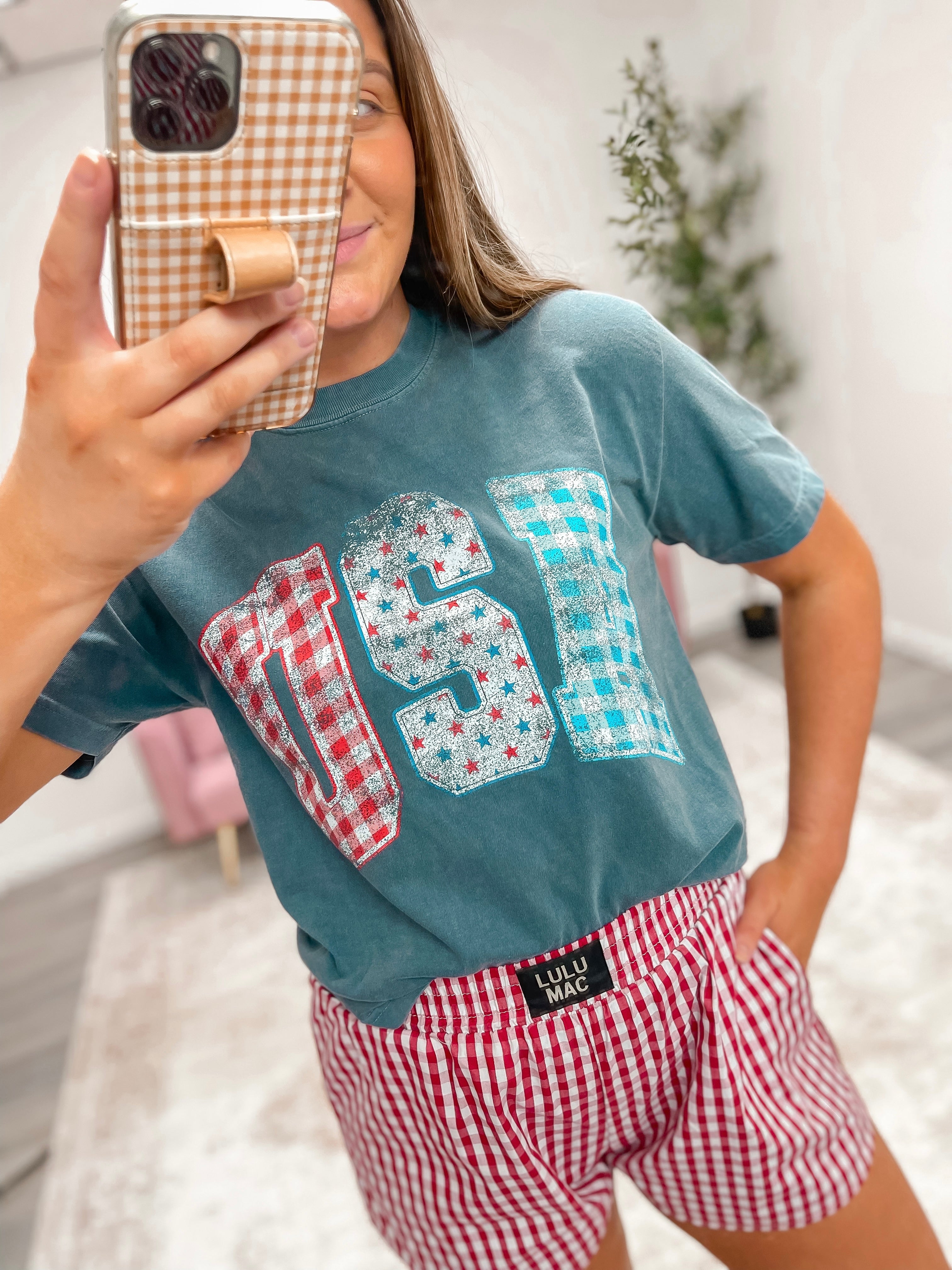 Gingham USA Tee
