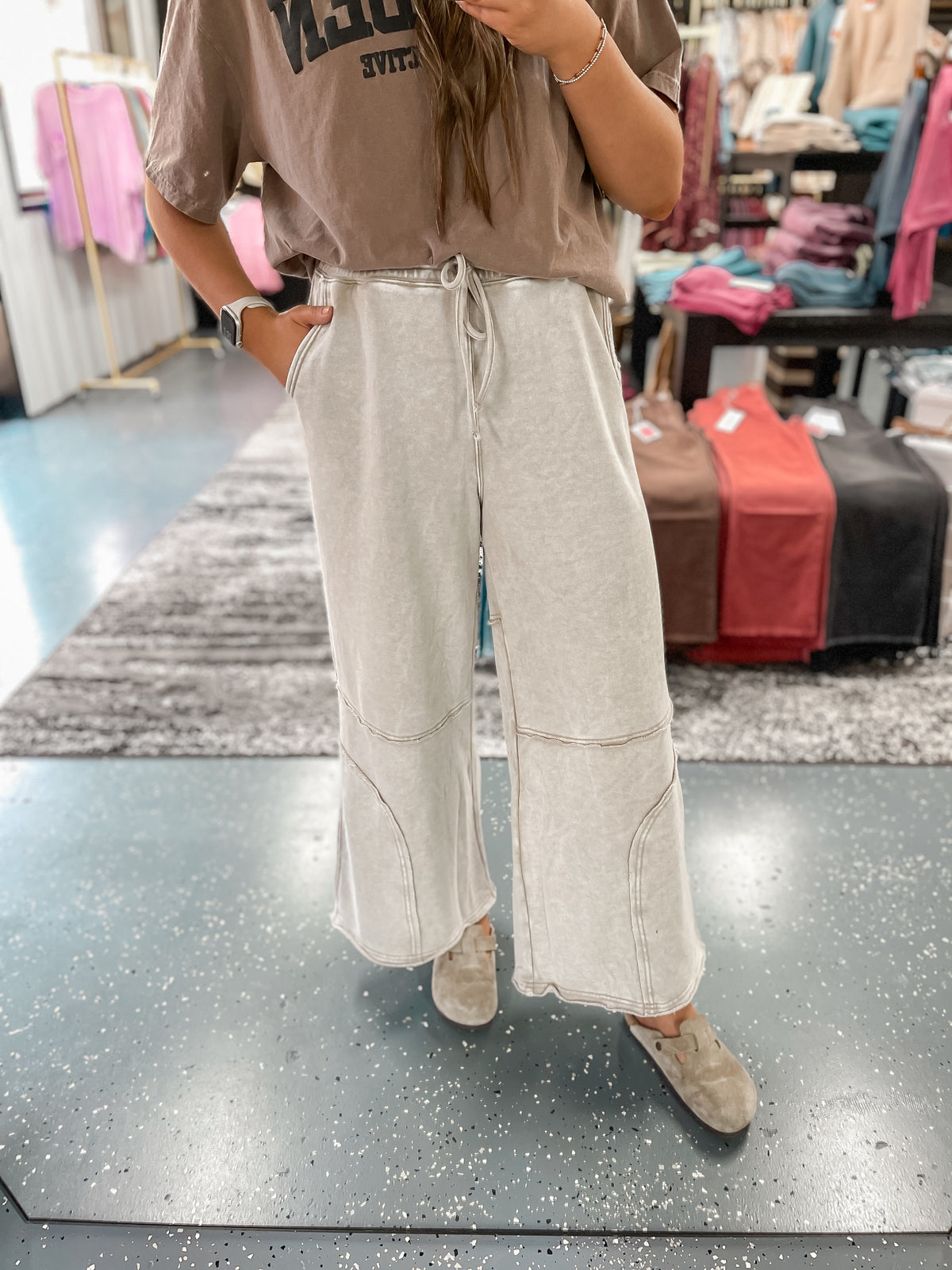 The Everyday Washed Wide Leg Pants - Ash Mocha