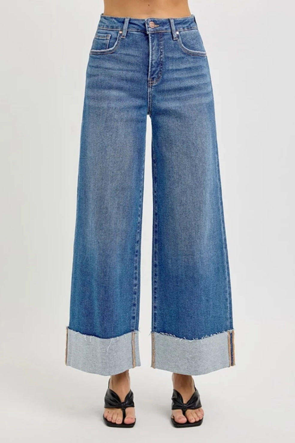 High Rise Wide Cuff Jeans