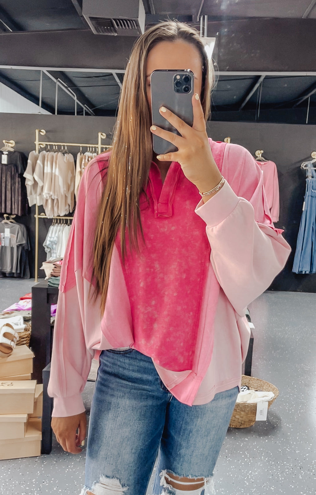 Pink Mineral Wash Sweatshirt