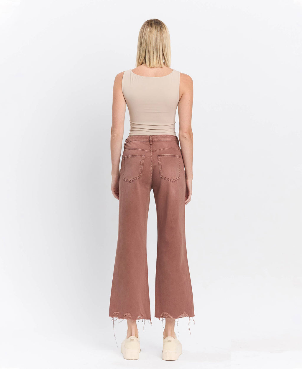 90'S VINTAGE SUPER HIGH RISE CROP FLARE JEANS