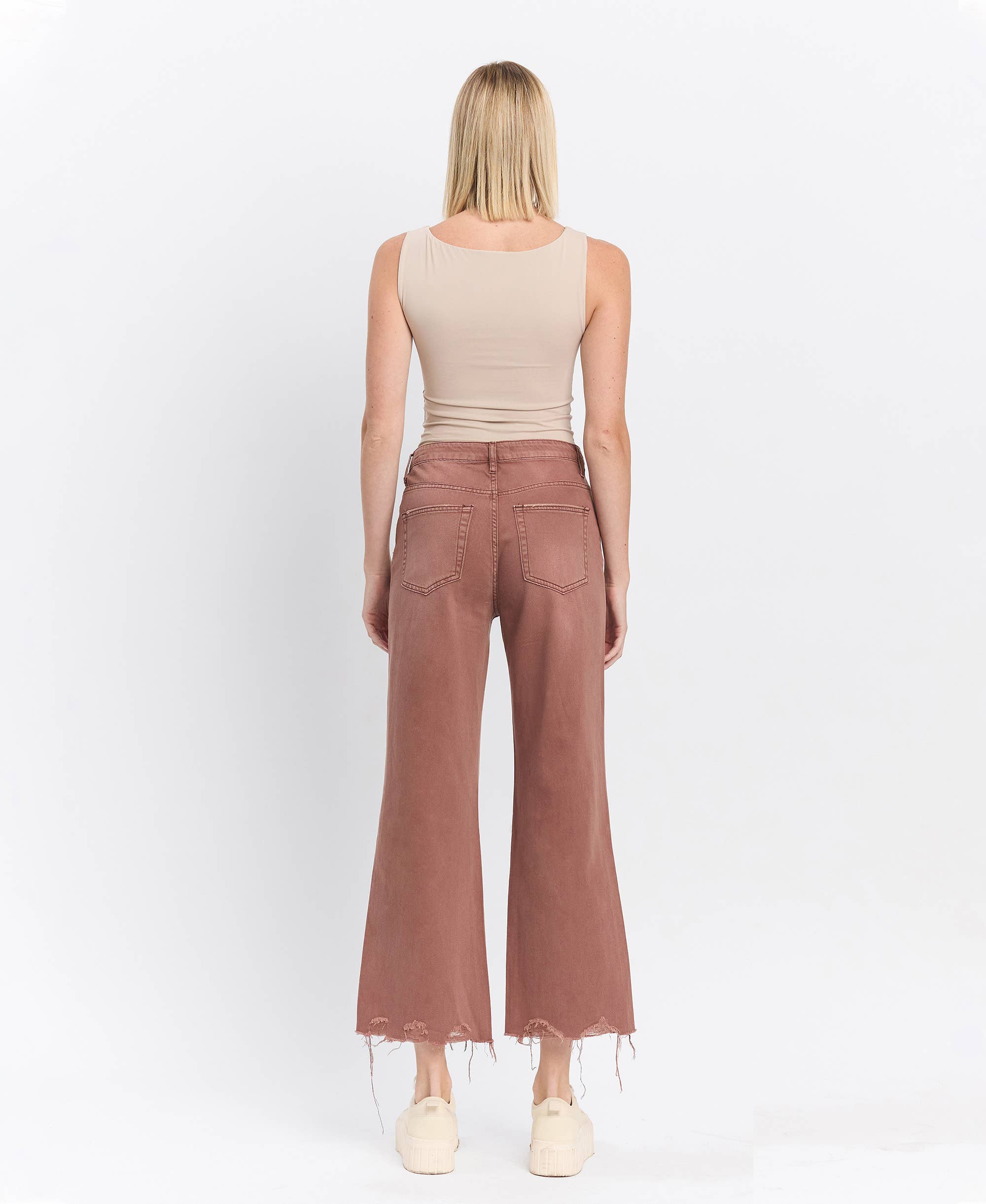 90'S VINTAGE SUPER HIGH RISE CROP FLARE JEANS