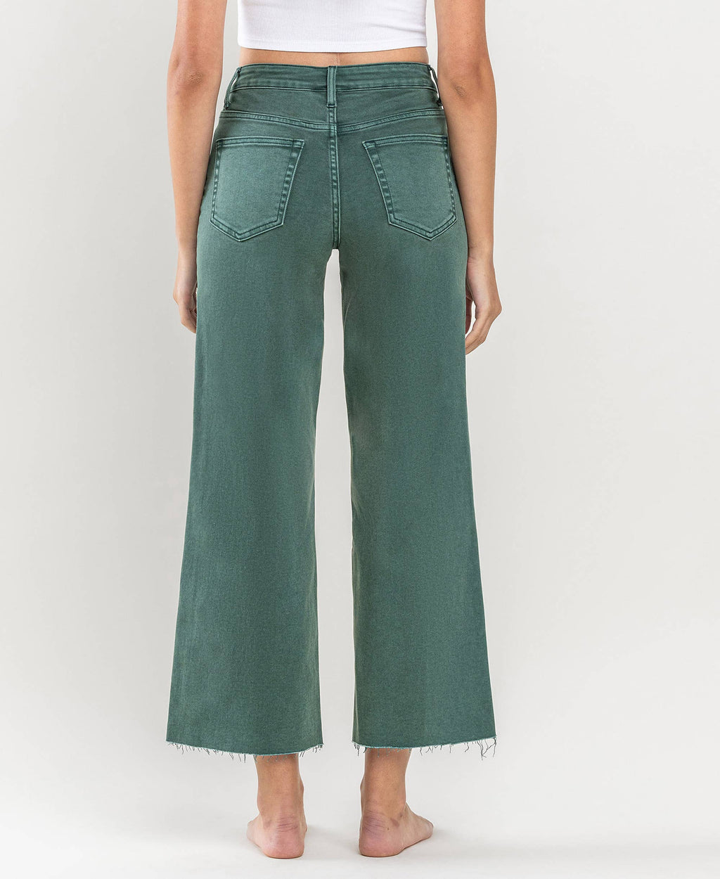 HIGH RISE CROP WIDE LEG JEANS