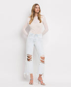 90'S VINTAGE SUPER HIGH RISE CROP FLARE JEANS