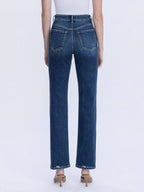 HIGH RISE FULL LENGTH DARK WASH STRAIGHT LEG JEAN