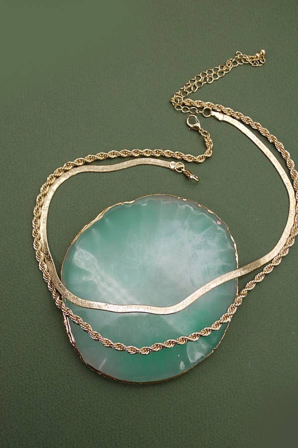 HERRINGBONE & ROPE CHAIN SET NECKLACE