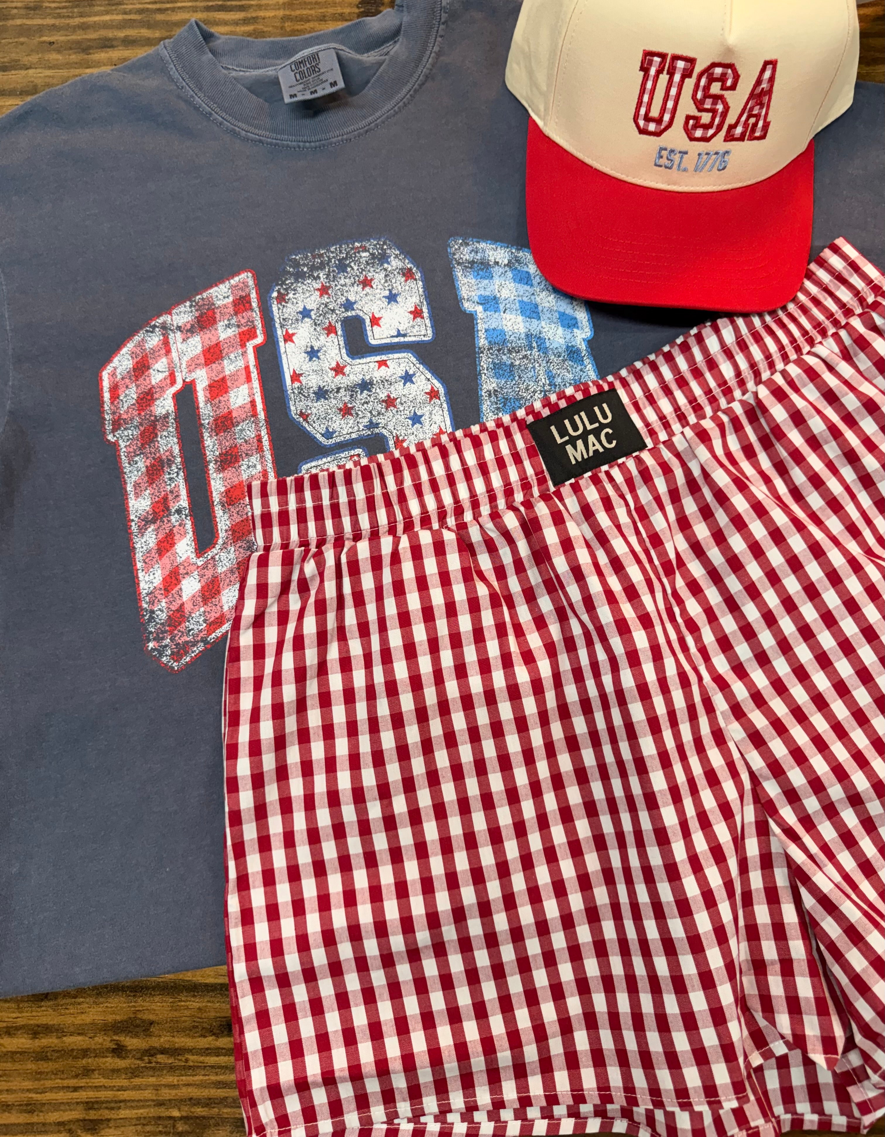 Gingham USA Tee