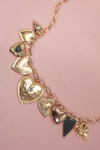 CHARM NECKLACE-MULTI BOLD HEART CHARM NECKLACE