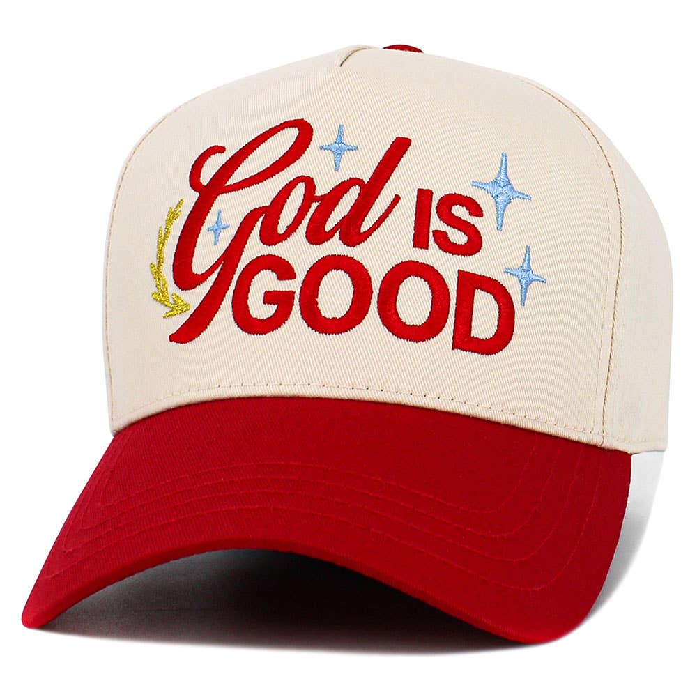 GOD IS GOOD Message Embroidered Baseball Cap