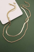 HERRINGBONE & ROPE CHAIN SET NECKLACE