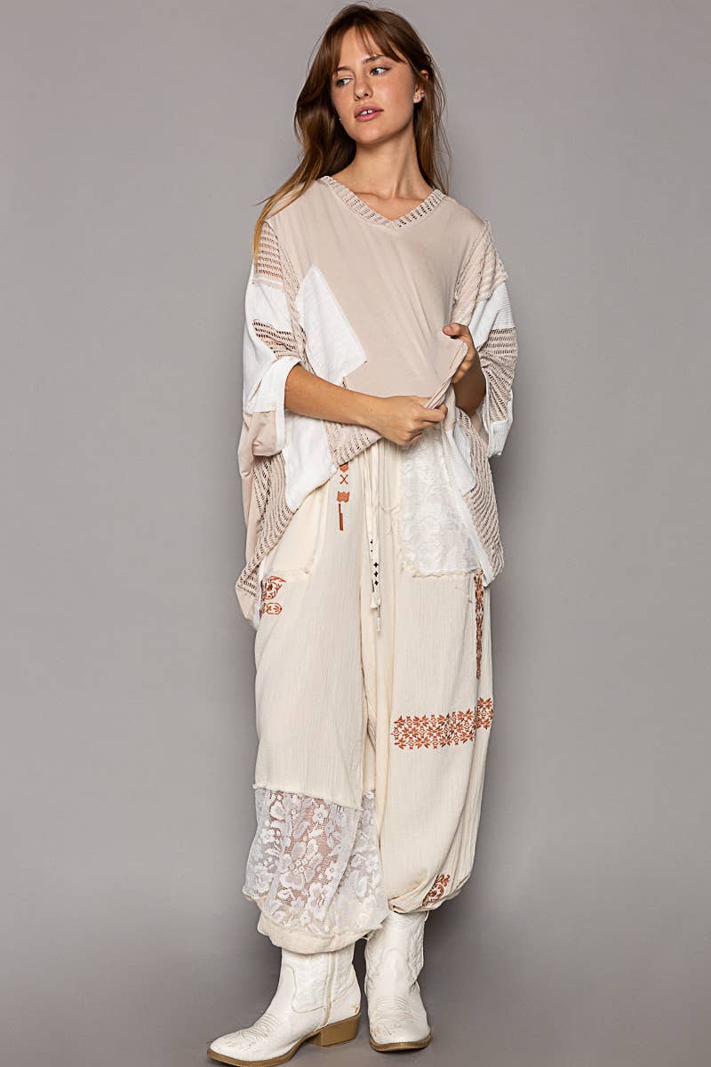 Oversize high low contrast top